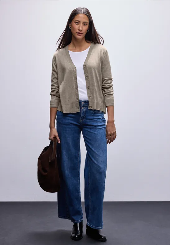Strickjacke mit V-Ausschnitt mocha dream mel.