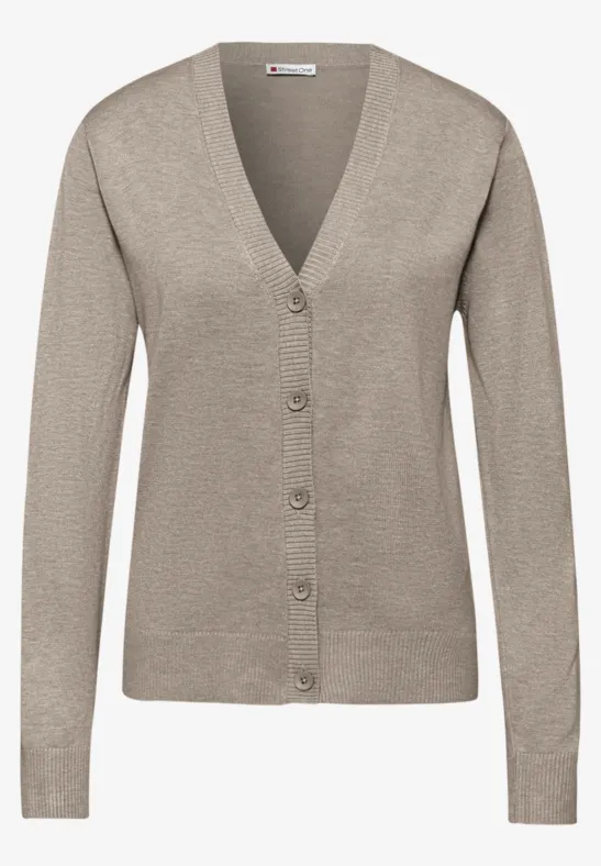 Strickjacke mit V-Ausschnitt mocha dream mel.