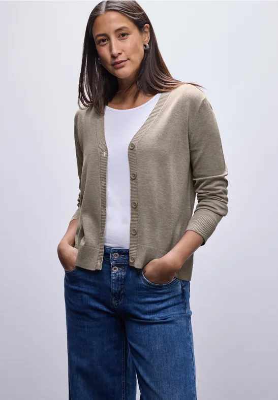Strickjacke mit V-Ausschnitt mocha dream mel.