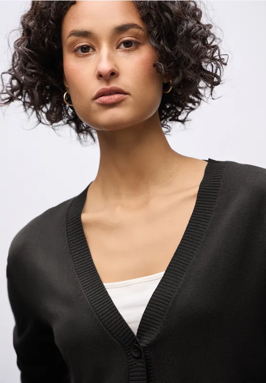 Strickjacke mit V-Ausschnitt darkest brown