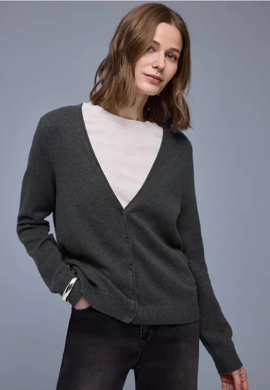 Kuscheliger V-Neck Cardigan gravel grey mel.