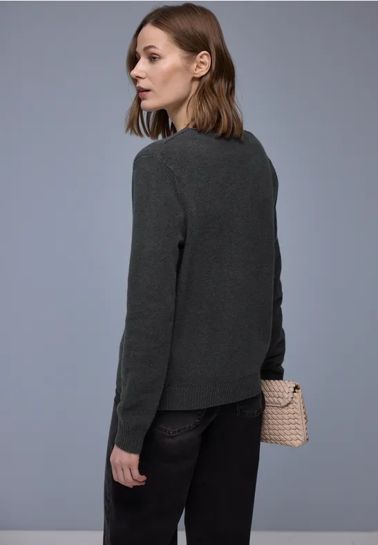 Kuscheliger V-Neck Cardigan gravel grey mel.