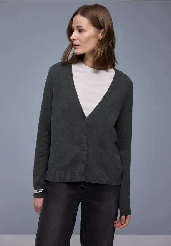 Kuscheliger V-Neck Cardigan gravel grey mel.