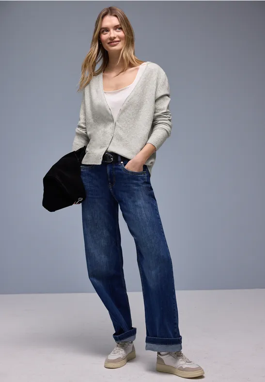 Kuscheliger V-Neck Cardigan pelican grey mel.