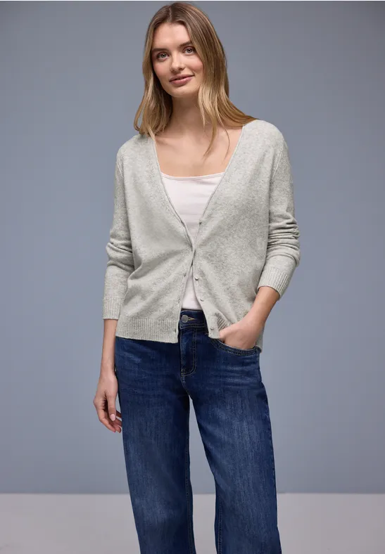Kuscheliger V-Neck Cardigan pelican grey mel.