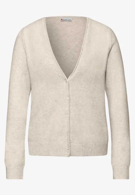 Kuscheliger V-Neck Cardigan cotton beige mel.