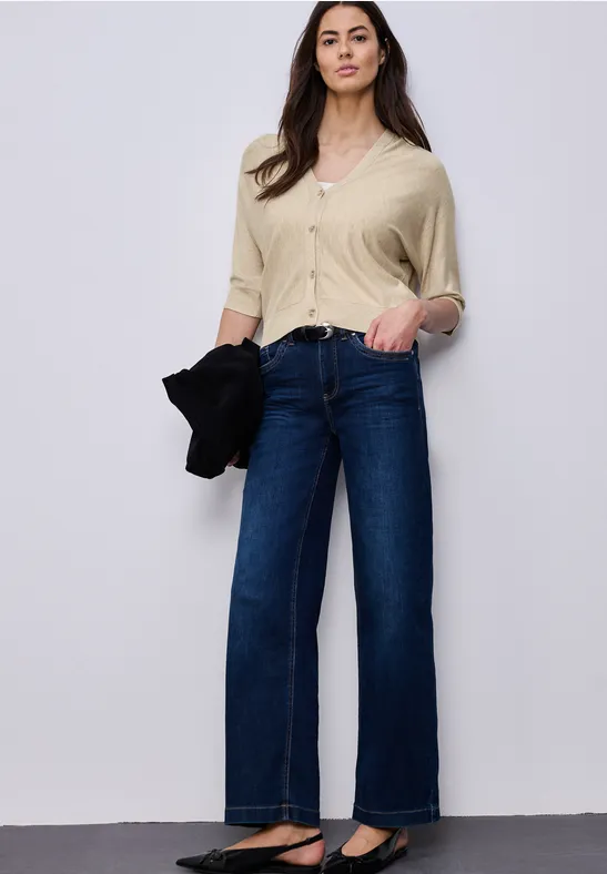 Cardigan in Unifarbe cotton beige mel.