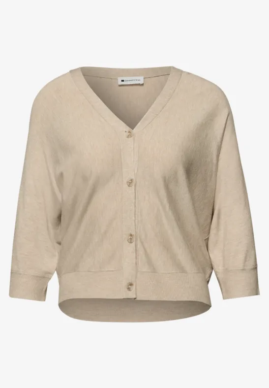Cardigan in Unifarbe cotton beige mel.