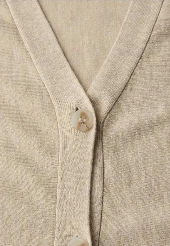 Cardigan in Unifarbe cotton beige mel.