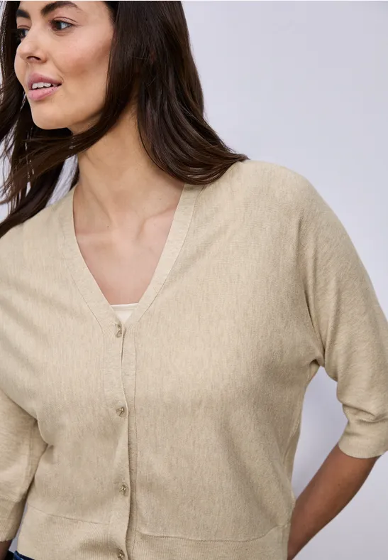 Cardigan in Unifarbe cotton beige mel.