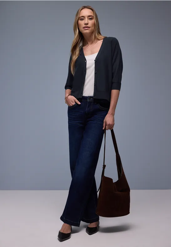 Cardigan in Unifarbe shadowed navy