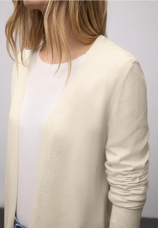 Cardigan in Unifarbe cream white melange
