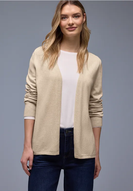 Cardigan en couleur unie cotton beige mel.