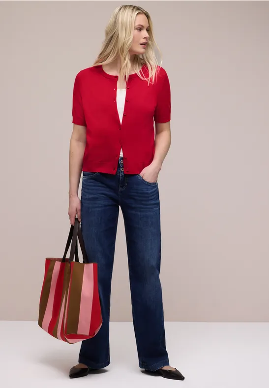 Cardigan in Unifarbe salsa red