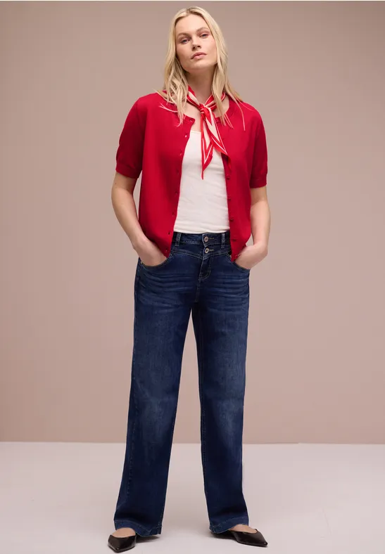 Cardigan in Unifarbe salsa red