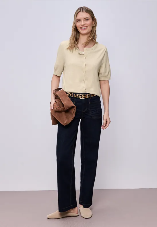 Cardigan en couleur unie smoke beige mel.