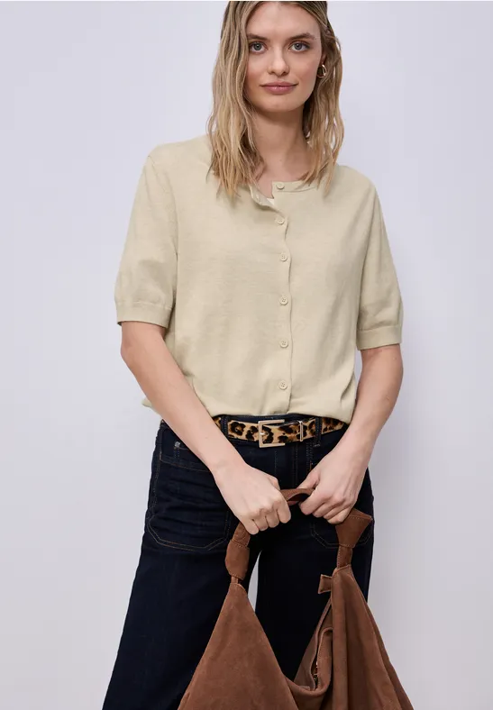 Cardigan en couleur unie smoke beige mel.