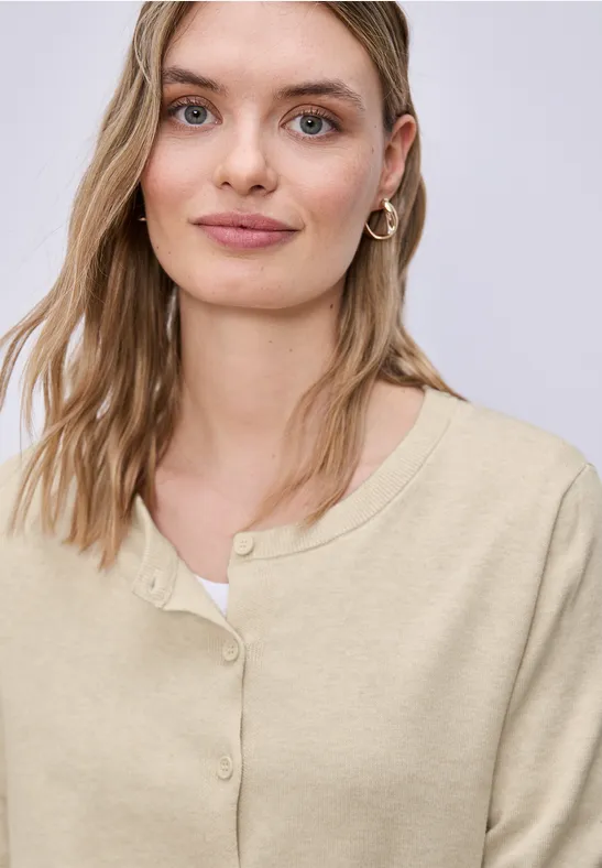 Cardigan en couleur unie smoke beige mel.