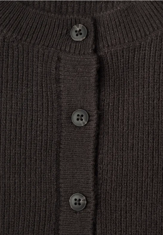 Dunkelbrauner Strickcardigan mit Knopfleiste