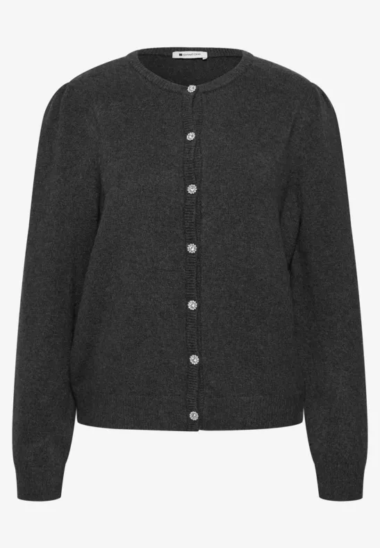 Anthrazitfarbener Strick-Cardigan mit Knopfleiste
