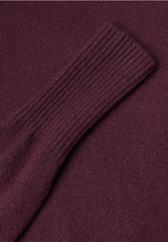 Pull fin tricoté bordeaux foncé avec poignet de manche côtelé
