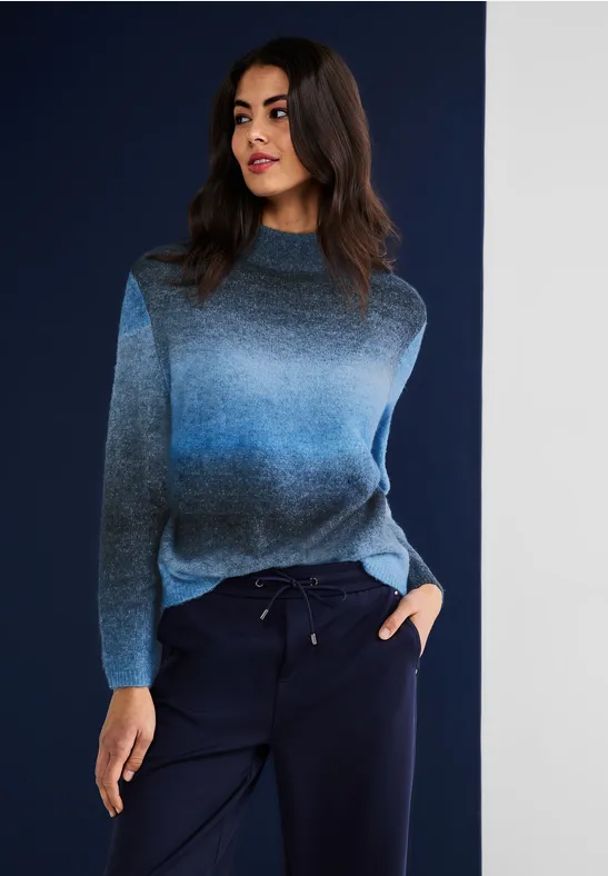 STREET ONE Pullover Mit Farbverlauf F r Damen In Blau STREET ONE STREET ONE Pullover Mit Farbverlauf F r Damen In Blau STREET ONE