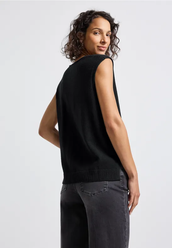 Mouwloze trui met V-hals Black