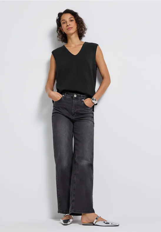 Mouwloze trui met V-hals Black