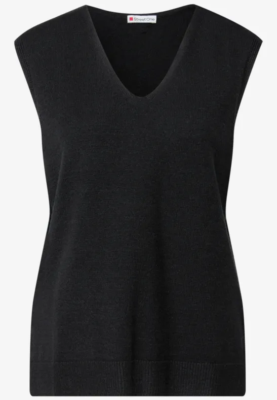 Mouwloze trui met V-hals Black