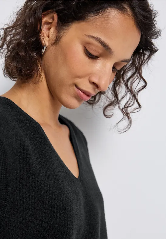 Mouwloze trui met V-hals Black