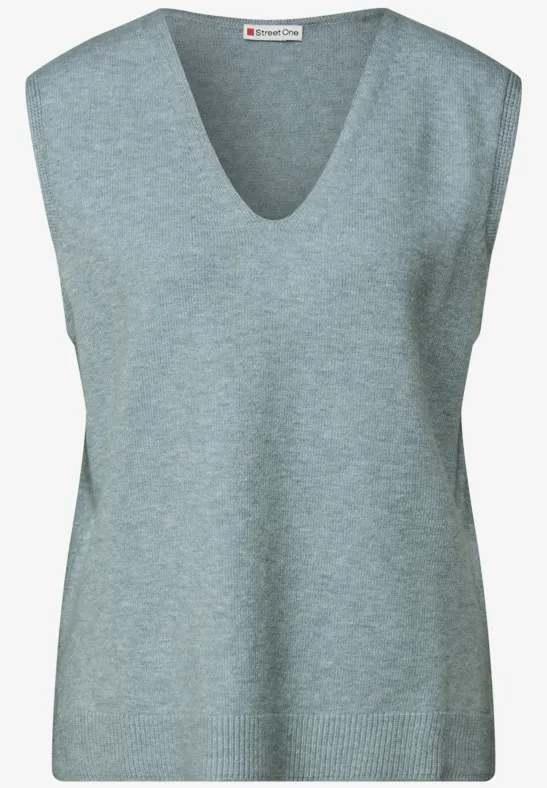 Ärmelloser V-Neck Pullover nile blue mel.