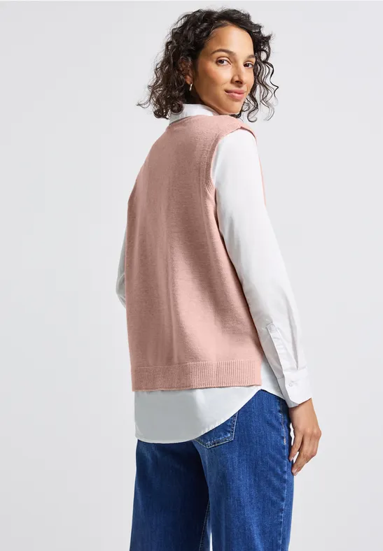 Ärmelloser V-Neck Pullover faded rose mel.