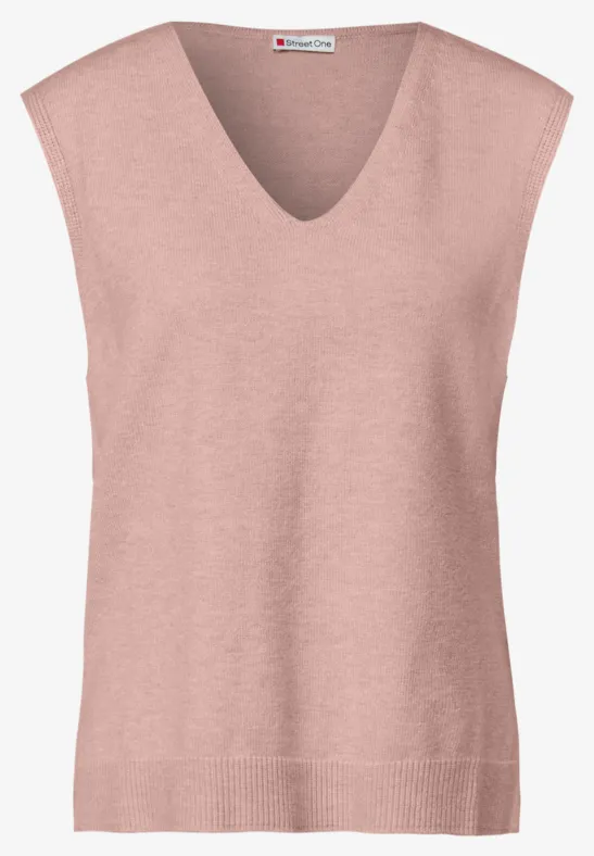 Ärmelloser V-Neck Pullover faded rose mel.