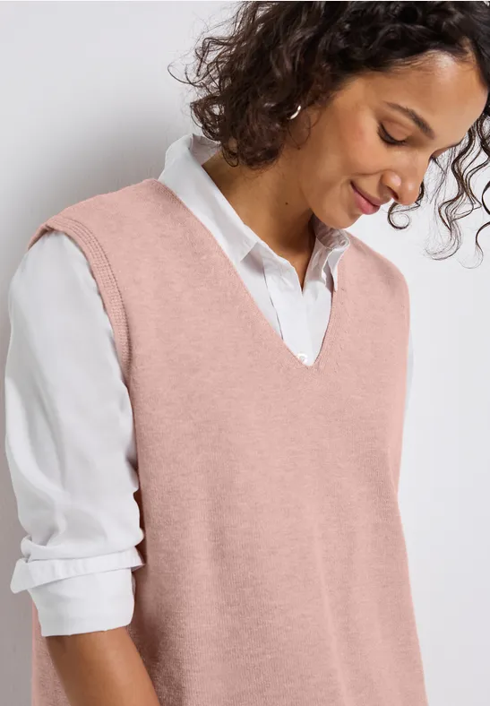 Ärmelloser V-Neck Pullover faded rose mel.