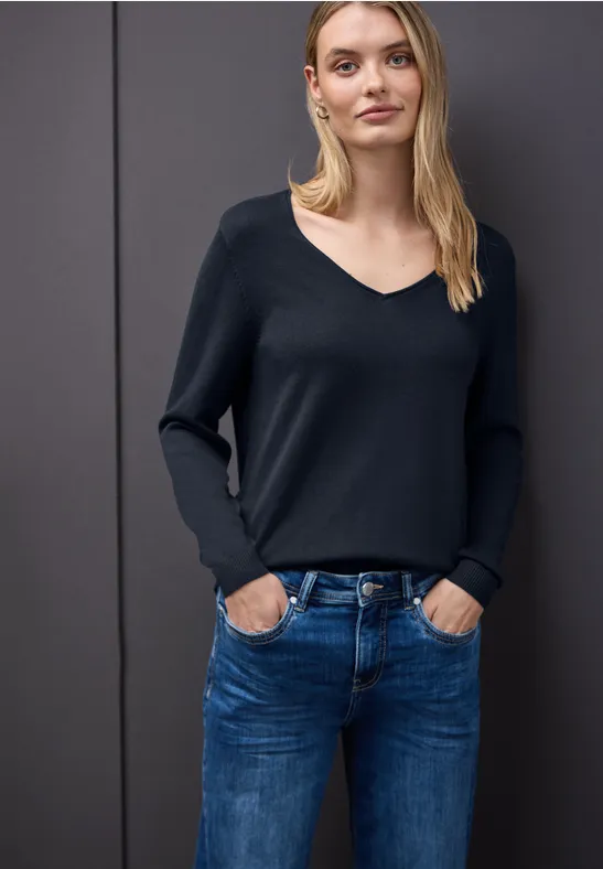 V-Neck Pullover deep blue