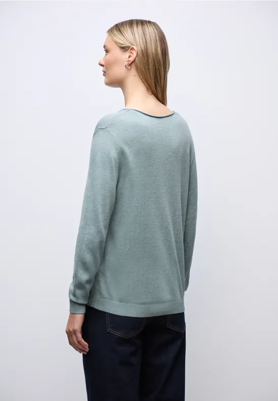 V-Neck Pullover nile blue mel.