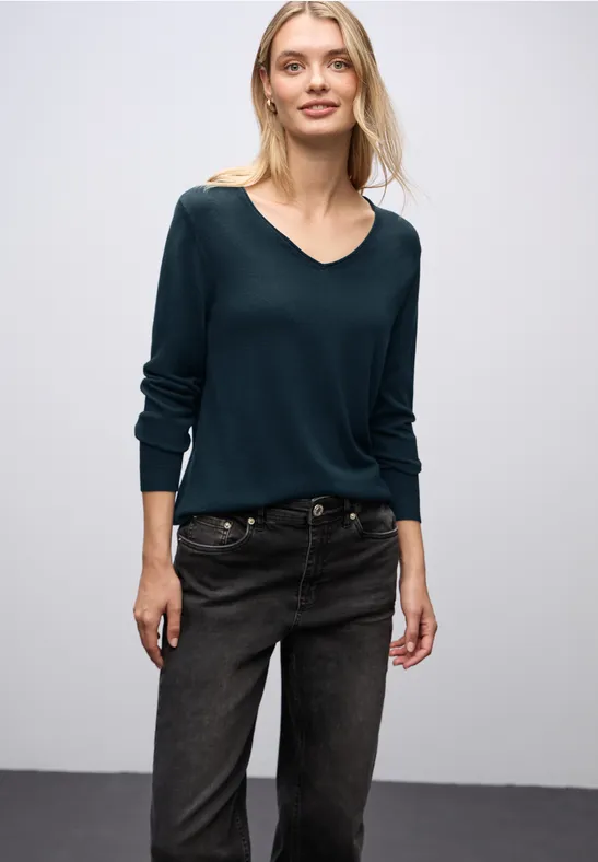 V-Neck Pullover tide blue