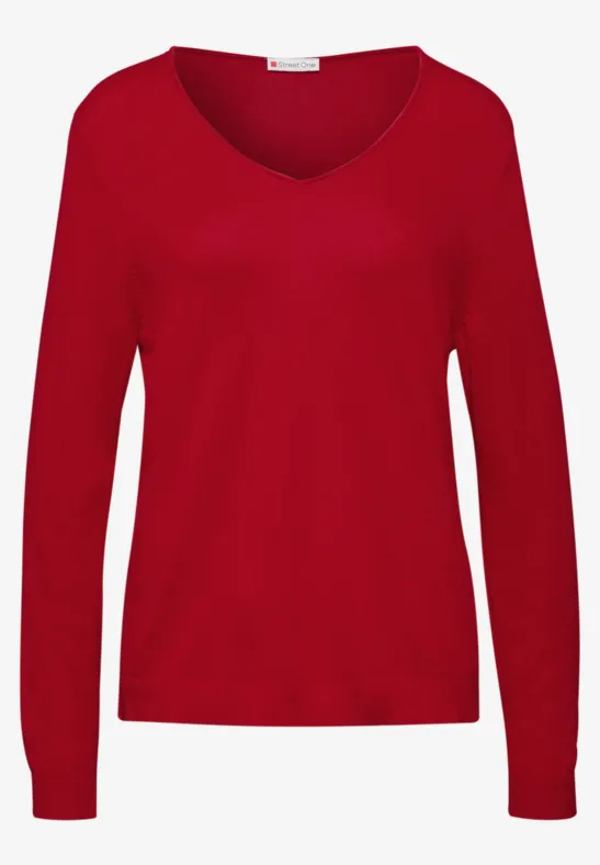 V-Neck Pullover racing red