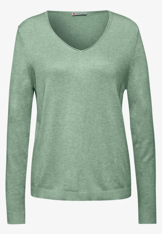 V-Neck Pullover serene green mel.