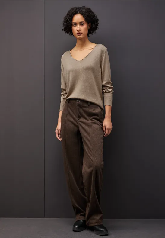 V-Neck Pullover sanded beige mel.