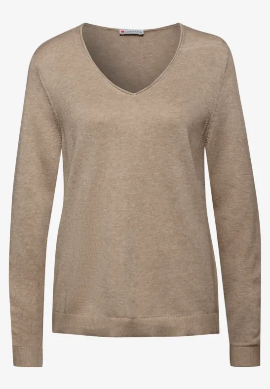 V-Neck Pullover sanded beige mel.