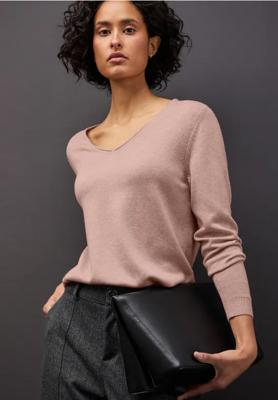 V-Neck Pullover faded rose mel.