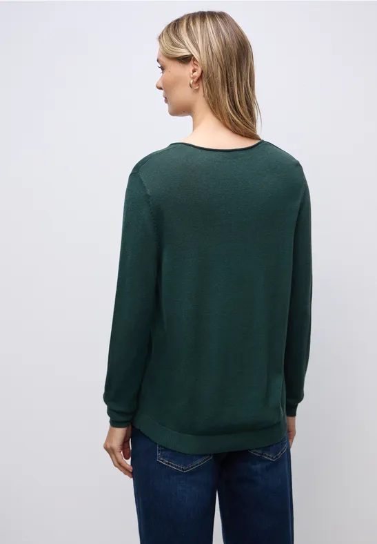 V-Neck Pullover deep teal green