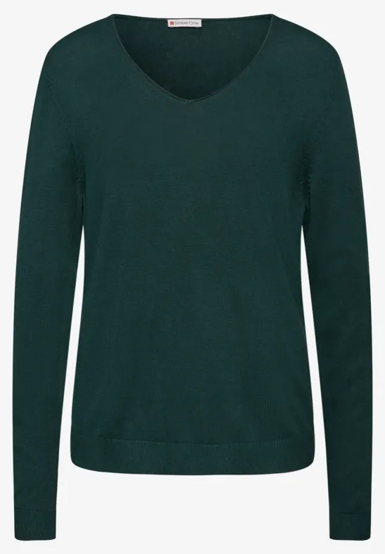 V-Neck Pullover deep teal green