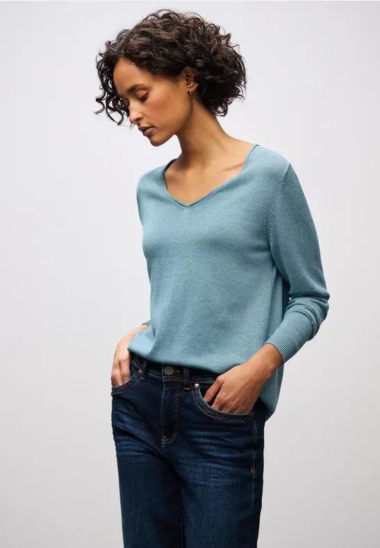 V-Neck Pullover glacier blue mel.