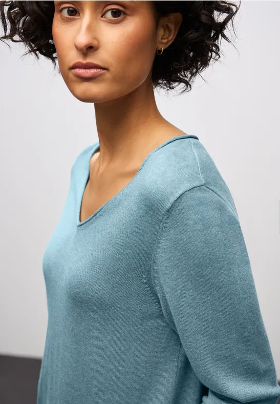 V-Neck Pullover glacier blue mel.