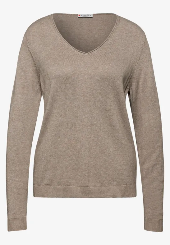 V-Neck Pullover mocha dream mel.