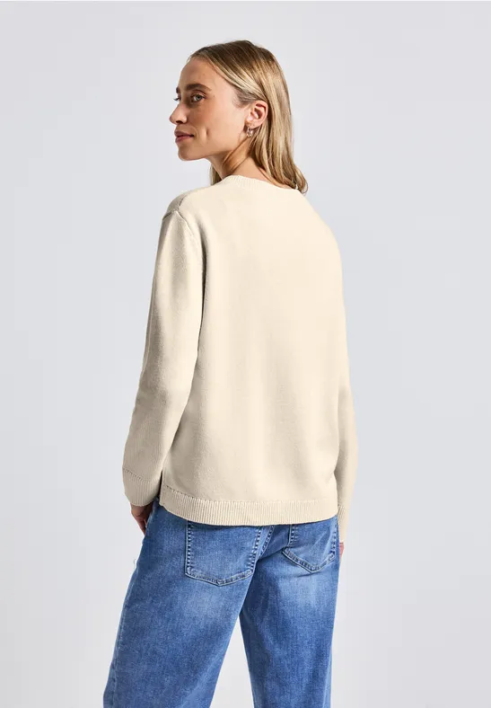 Pull à col en V tusk cream