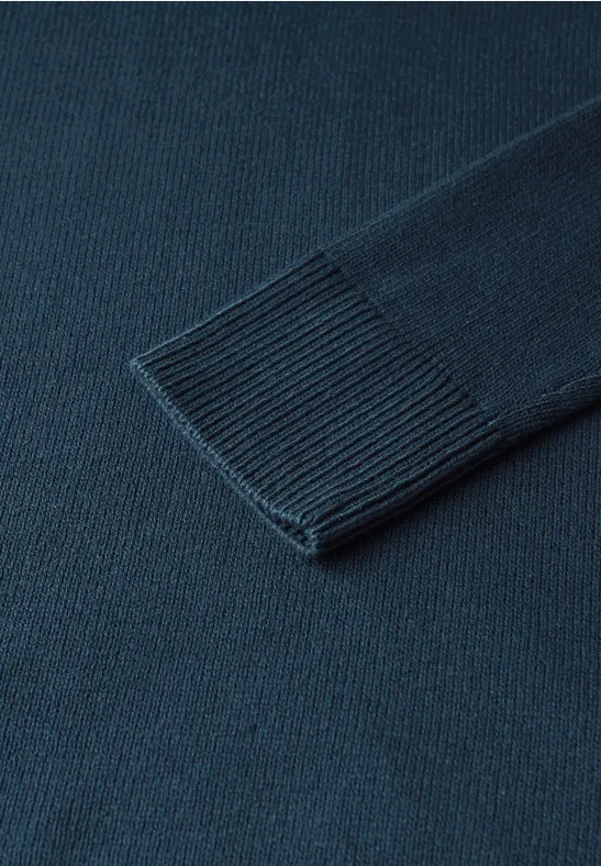 Pull à col en V tide blue