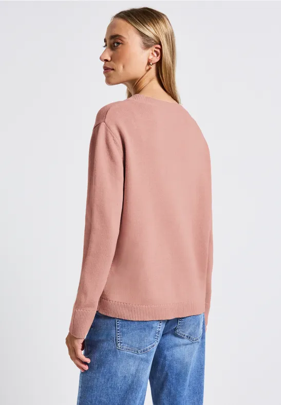 Pull à col en V faded rose